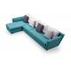 5 Seater Couch L Shape Blue Fabric Corner Sectional Sofa