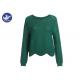 Crew Neck Women's Long Duster Sweater , Knit Pullover Sweater Forest Green Wavy Welt