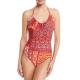 Fashion Red color beautiful printing sexy swimwear one-piece for women