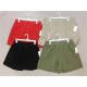 4 Color Red Green Black Loose Casual Shorts Womens 53% Linen 43% Rayon