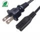 Black USA Power Cord 10A 125V 2 Pin NEMA 1-15P Plug To IEC 320 C7