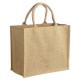 Foldable Jute Shopping Tote Bag / Reusable Market Bags With Cotton Handles