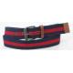 Woven Stripe Tape Red Polyester Webbing Belt Old Silver Roller Buckle Available