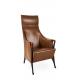 Multi Density Progetti Leather Wing Chair , Solid Wood Dining Chairs