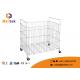 Supermarket Zinc Metal Wire Mesh Stacking Baskets Easy To Move With Wheels