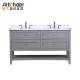 Solid Wood Legs Bathroom Vanity Cabinet with Double Sink and 4 Drawers in Modern Design