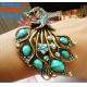 Beautiful restro crystal blue peacock bangles bracelets metal casting jewelry
