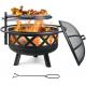 Outdoor 30'' Heavy Duty Barbecue Fire Pit BBQ Grill Firepit Bowl With Spark