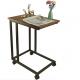 Industrial Side Table C Shaped End Table with Wheels for Couch and Bedside Coffee Snack Laptop
