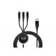 Nylon Braided USB 115cm 3 In 1 Fast Charging Cable OEM Black Color