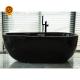 Glossy Black Resin Solid Surface Soaking Tub Rectangle Shaped For Hospital