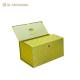 Double Door Gift Packaging Box in Yellow with Metallic Button Closure and Foil Stamping for Special Occasions