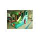 Green Jungle Fun Cabin Inflatable Bouncer Combo For Kids Logo Customized