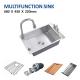 Top Mount Kitchen Multifunction Sink 27' Single Bowl With Knife Holder 68x45