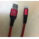 Red IPhone Lightning Cable Car Charger Nylon Braided With 8 Pin Connector