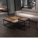 Living Room Square Shaped Metal Frame Wooden Modern Coffee Table