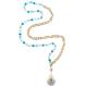 Natural Shell Pendant Glass Crystal Beads Gold Chain Necklace Multicolor 8mm