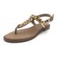 Buckle Closure Womens Flat Sandals With Leather Upper Rubber Sole