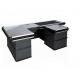 Electronic Gray Store Conveyor Belt Checkout Counter / Motorized Cash Register Counters