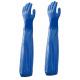 Blue Color Oil Resistant Gloves , Long Sleeve Work Gloves Non Powdered