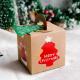 Colorful Gift Christmas Packaging Box With Lovely Pictures 9.3*9.3*9.5cm