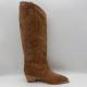 Brown soft cow suede genuine leather Womens Dress Boots，TPR outsole with abs heel