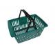 Used Plastic Supermarket Shopping Baskets With Double Handles In Green