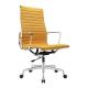 Modern Aluminum Leather High Back Chair With Armrest In Genuine Leather Cover