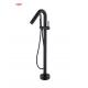 Single Lever Floor Mounted Freestanding Bathtub Faucets With Diverter Matt Black Brass OEM