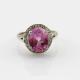 Fashion Jewelry 925 Silver  Oval Pink Cubic Zircon Gemstone Ring (R193)