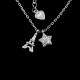 Korean Style Cubic Zirconia Drop Necklace Two Shape With Eiffel Tower / Star