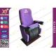 Push Back Purple Fabric Arm Top Cinema Theater Chairs With Cup Holder
