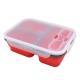 3 Compartments Dishwasher Safe Collapsible Bento Box BPA Free For Kids