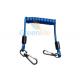 Plastic Blue Wire Coiled Lanyard Cord For Working At Height Keep Tools Secure