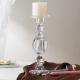 Large Pillar Taper Clear Color Glass Candle Holder Pressed 11.8 Inch Tall