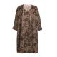 Classic Print V Neck Ladies Plus Size Dresses With Strap Decoration In Front