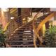 Clear Finish 38mm Wood Tread Building Curved Stairs With 4mm Cable Railing