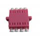 Manufacturing FTTH LC/UPC Quad OM4 red plastic optical fiber adapter