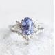 S925 Rose Gold Oval Lavender Sapphire Side Cz Engagement Promise Ring Elegant Jewelry
