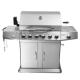 High Temperature Enamel 6 Burner Gas BBQ Grill  With Cabinets Wheels