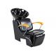 Tilted Footrest Salon Shampoo Chairs And Bowl With Wooden Armrest , High End Salon Furniture