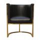 Metal Leg Antique Leather Armchairs Tub Dining Chairs With SS Frame