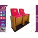 High back  red Auditorium Seats with wooden side board company logo