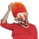 Rubber Latex Gemmy Fire Clown Mask Scary Horror With Orange Hair