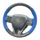 Custom Hand Stitching Blue Suede Carbon Steering Wheel Cover for Toyota Corolla RAV4 Avalon Camry 2018-2020