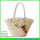 LUDA small kids handbag handmade cornhusk straw tote bag with crochet strawberry