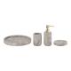 4pcs Marble Bathroom Accessories Set With Gray Brown Round Shape Soap Dispenser