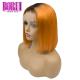 Oringe Colored Bob Wigs Brazilian Short Straight 1b Human Hair Ombre 13*4