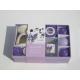 Purple & white  lavender fragrance scented tealight candle & floating candle  with printed label packed into gift box