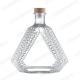 Customized Logo Acceptable Triangle Glass Gin Rum Wine Bottle with Honeycomb Pattern